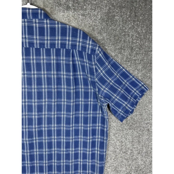 Cabelas Short Sleeve Knit Button Up Shirt Mens Size XL Blue Cotton Pocket Collar - Picture 9 of 14
